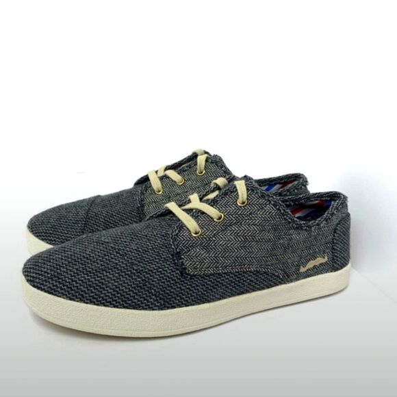 TOMS Paseo Movember Mustache Shoes Gray Herringbone Sz 13 - Picture 1 of 7